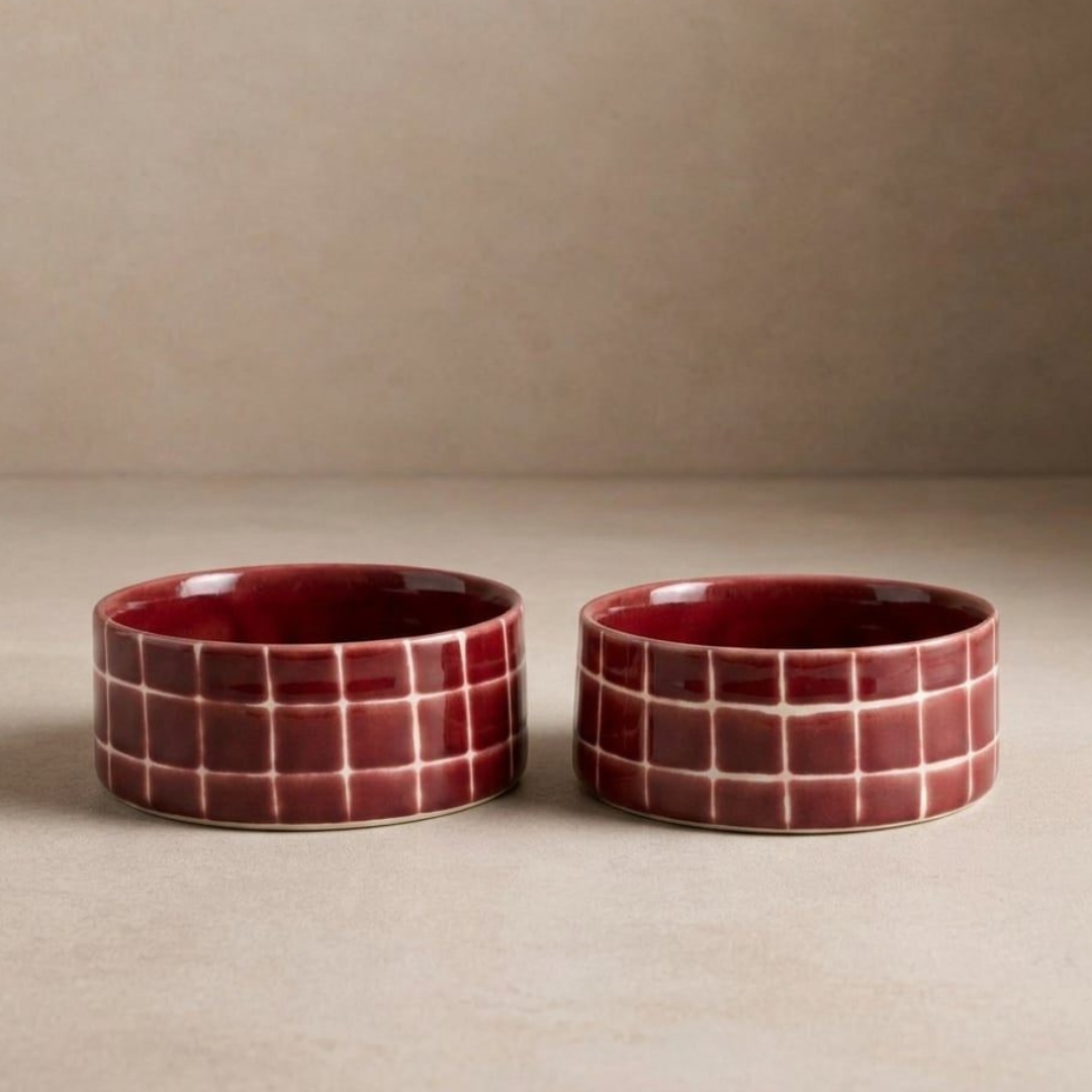 Stoneware Pet Bowls (2 Pieces Set) - Pool