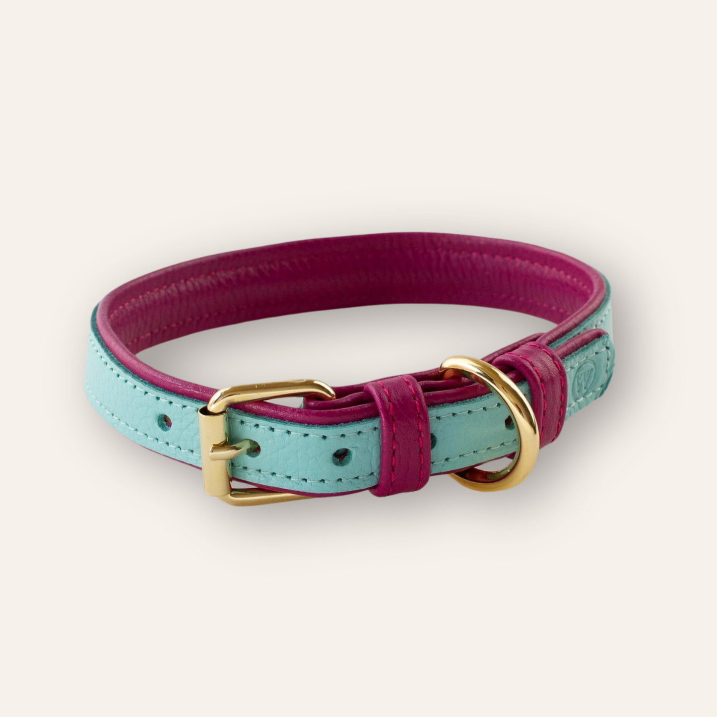 Leather Collar - Blue / Fuchsia