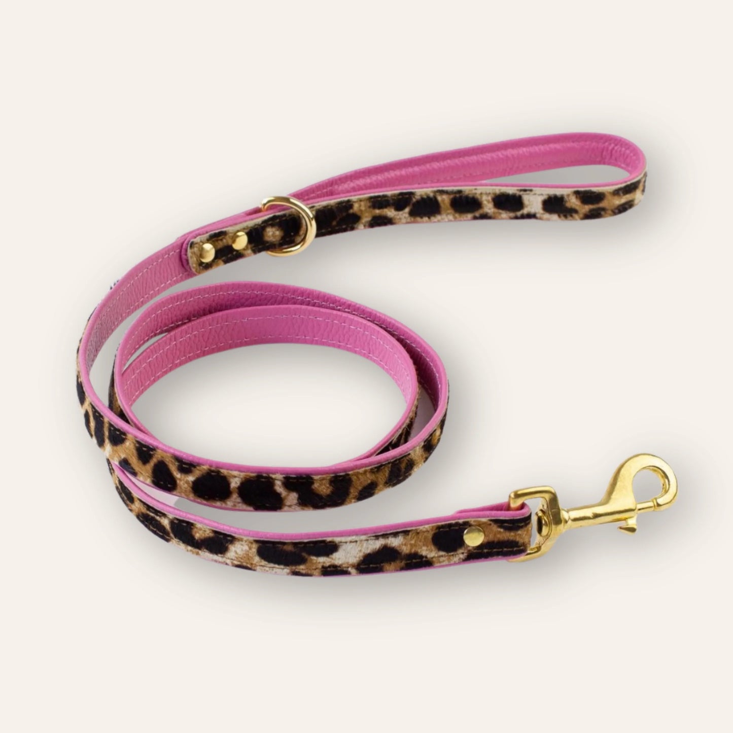 Leather Lead - Leo / Pink