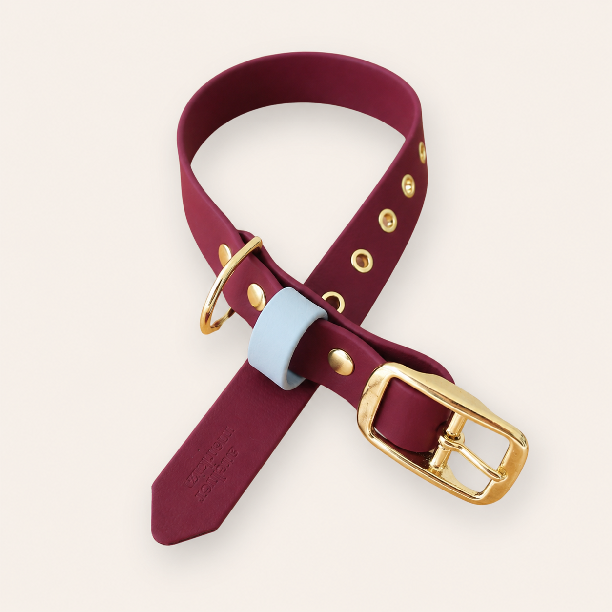 Collar & Leash - Sangria / Light Blue