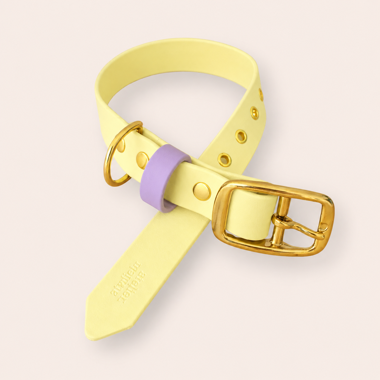 Collar & Leash - Pastel Yellow / Lavender