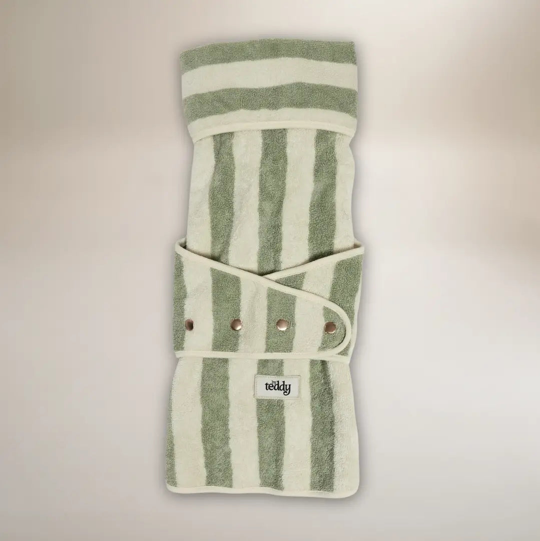 Cosy Cloak Drying Robe - Matcha Stripe